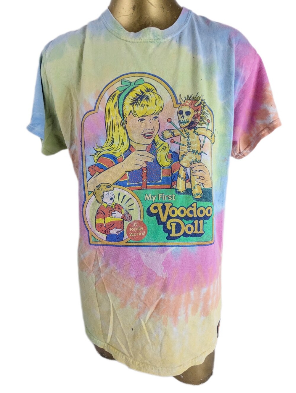 My First Voodoo Doll. It Really Works Steven Rhodes Tie Dye T-shirt Size Medium